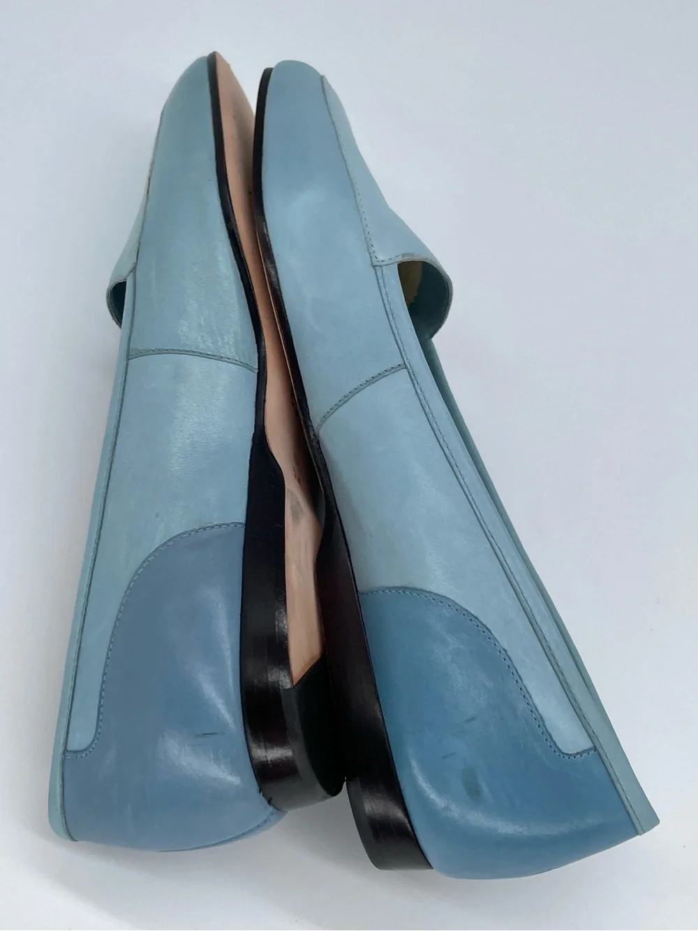 Vintage Enzo Angiolini Liberty Two-Tone Blue Leather Square Toe Loafers 7M